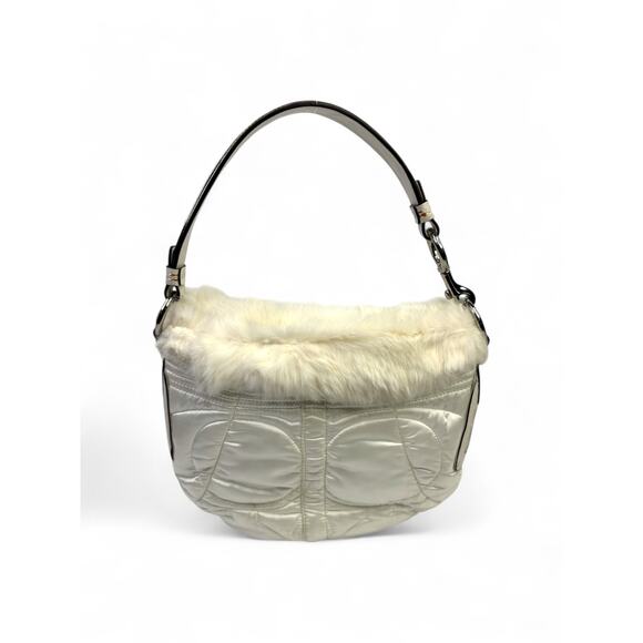 Coach Vintage Y2K Rabbit Fur Trim Puffer Shoulder Bag - Picture 7 of 16